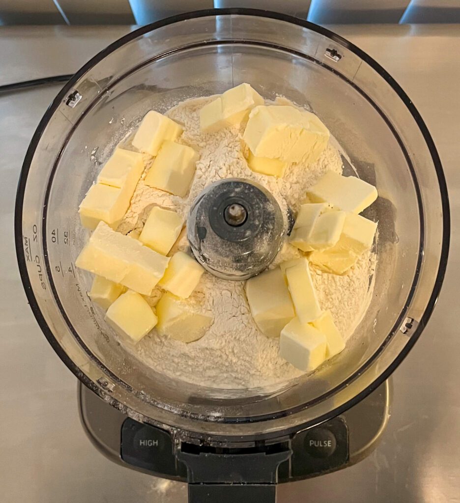 flour and butter in a food processor
