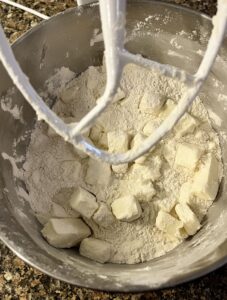 butter and flour in stand mixer