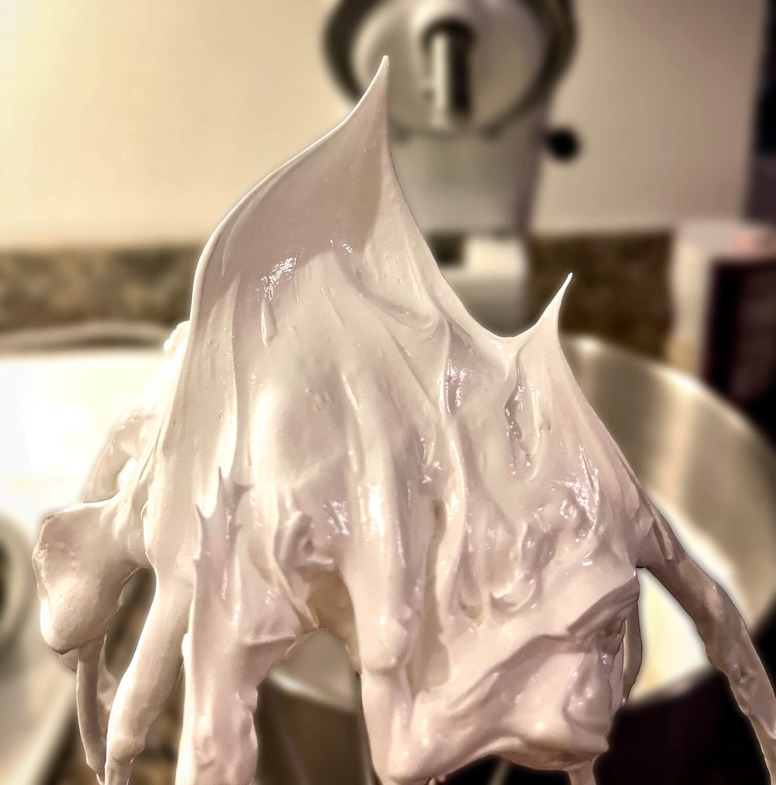 egg whites whipped to stiff peaks to make a meringue