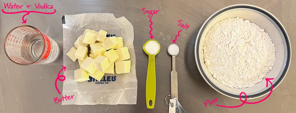 ingredients for flaky pie dough