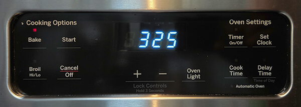 oven set to 325F
