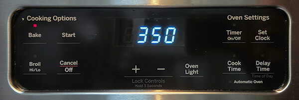 oven set to 350F