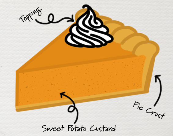 anatomical digital drawing of a slice of sweet potato pie
