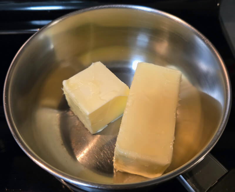 1.25 sticks of butter in a pot