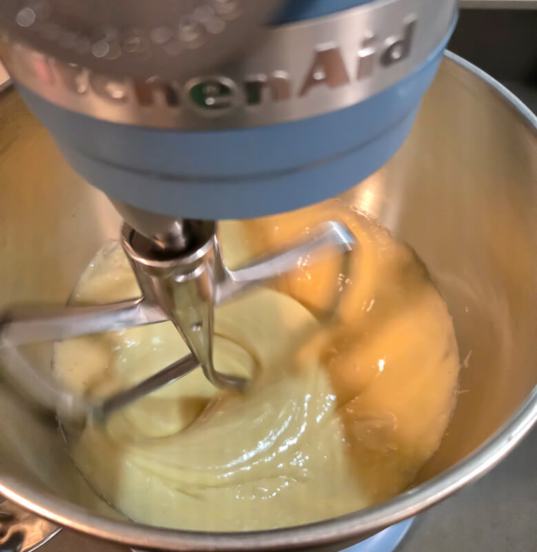 eggs and sugar whipped to ribbon stage