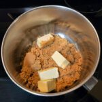 a photo of a pot with brown sugar and butter to melt to make butterscotch