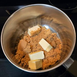 a photo of a pot with brown sugar and butter to melt to make butterscotch