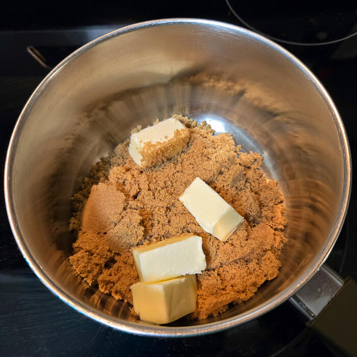 a photo of a pot with brown sugar and butter to melt to make butterscotch