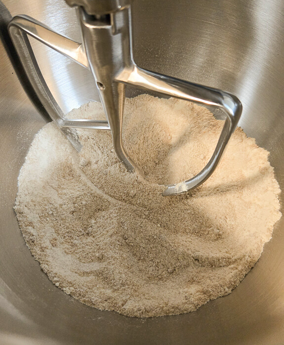 the dry ingredients for crumble mixed together