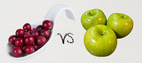 photo showing cranberries vs granny smith apples