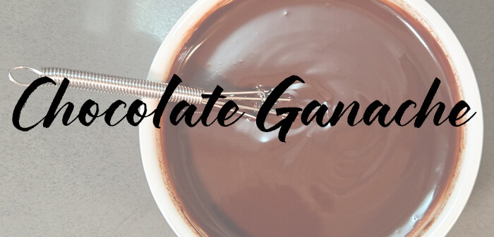 header image for chocolate ganache with a photo of chocolate ganache with a text overlay that says "chocolate ganache"