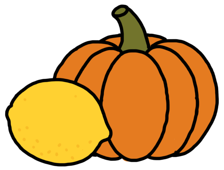 vector image of pumpkin and lemon
