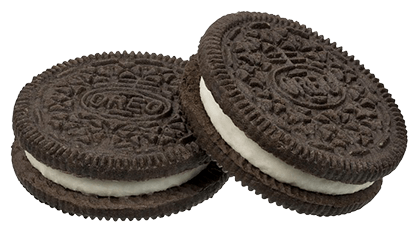 two Oreo cookies with no background