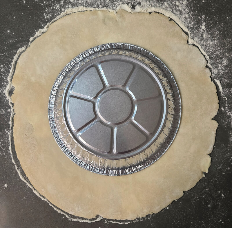 pie dough rolled out for a pie crust