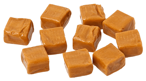 caramel candies on a transparent background