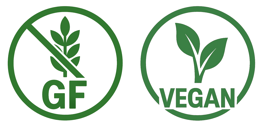 vector image logos to show gluten-free and vegan symbols