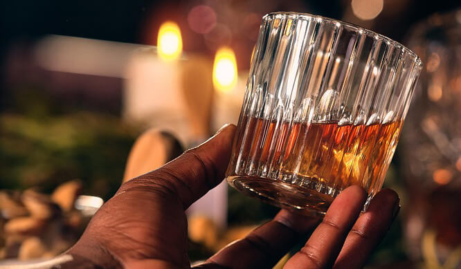 a glass of bourbon