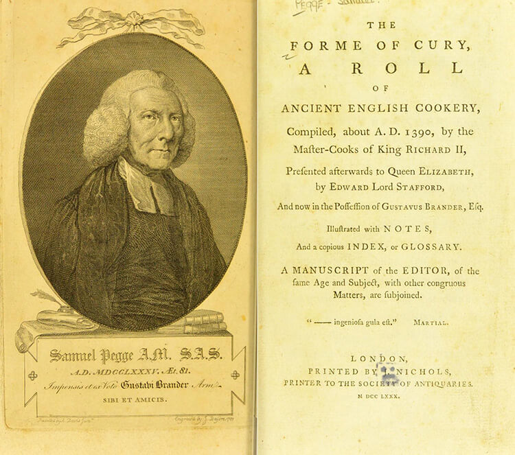 cover spread for the 1390 book "The Forme of Cury"