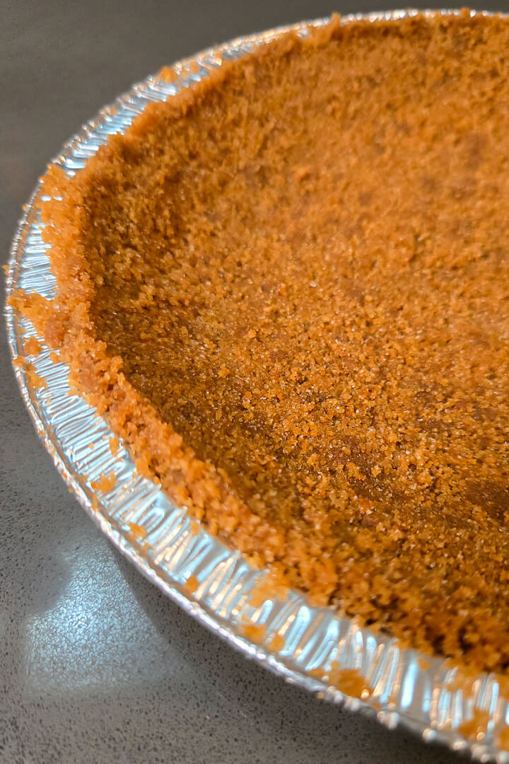 close up photo of a graham cracker crumb pie crust