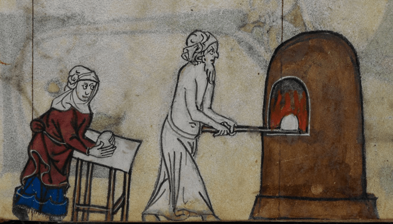 Detail from the Maastricht Book of Hours, c. 1300–1325. British Library, Stowe MS 17. Public domain, via Wikimedia Commons.