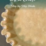 Top view of an unbaked pie crust with uniform scalloped crimps around the rim.