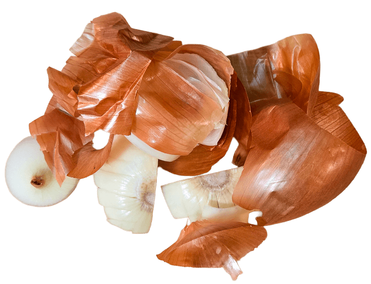 onion skins and ends on a transparent background