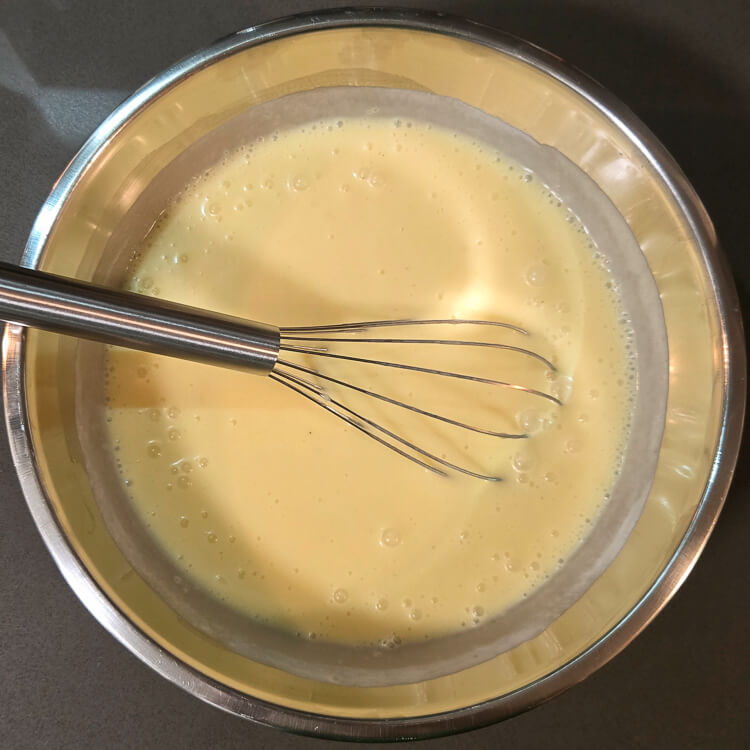 buttermilk pie custard in a mixing bowl