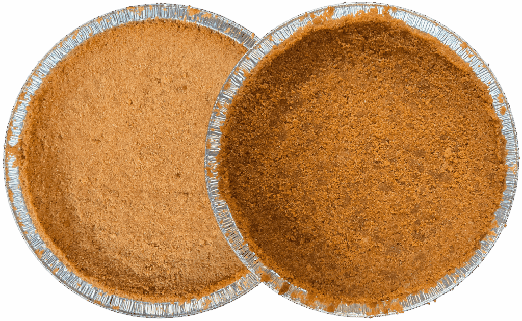 side by side photo of a digestive biscuit pie crust and graham cracker crust