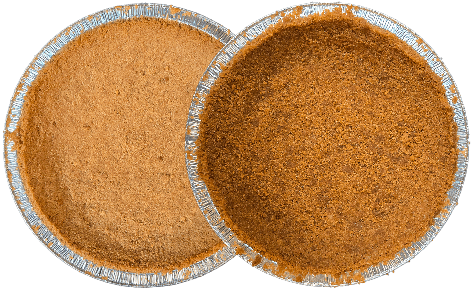 side by side photo of a digestive biscuit pie crust and graham cracker crust