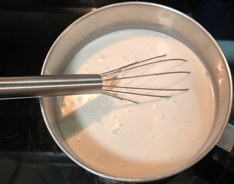 overhead photo of haupia before it starts being cooked on the stovetop