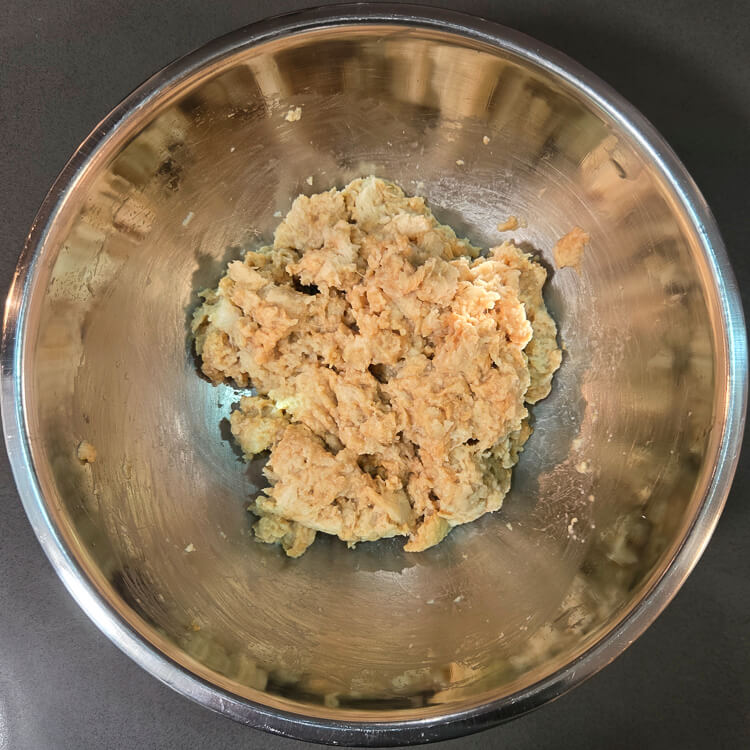 process photo of making chester cake filling (gur cake filling)