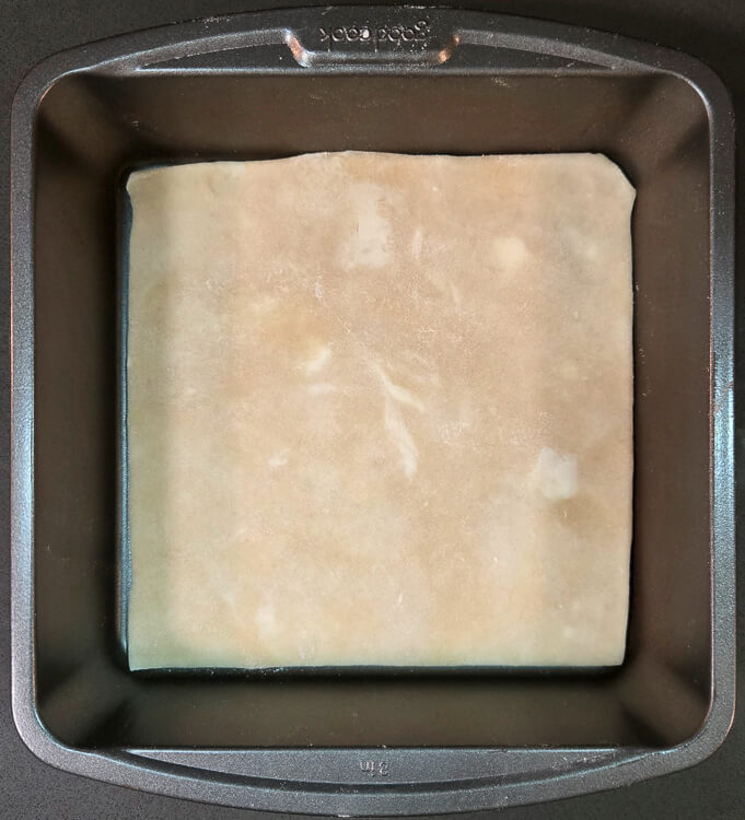 overhead photo of a chester cake in progress