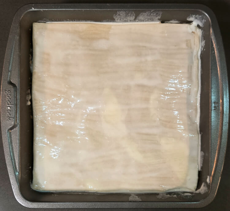 overhead photo of a chester cake in progress