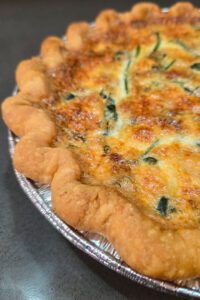 Spinach quiche recipe close up photo