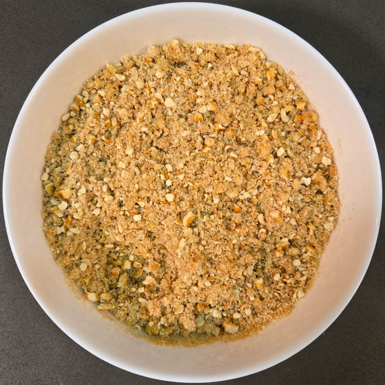 pretzel crumbs mixed with sugar and melted butter